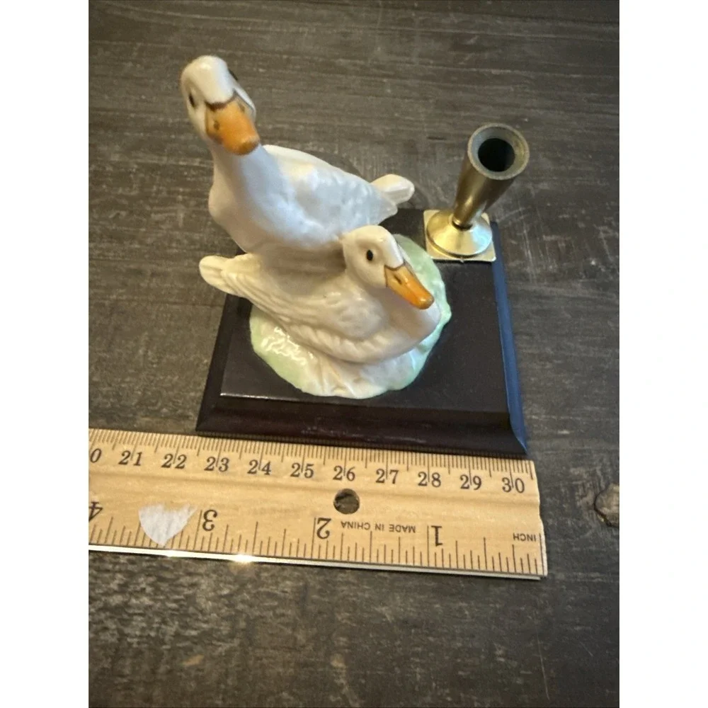 Miriam Italian Capodimonte Duck Sculpture Pen Holder For Desk Vintage‎